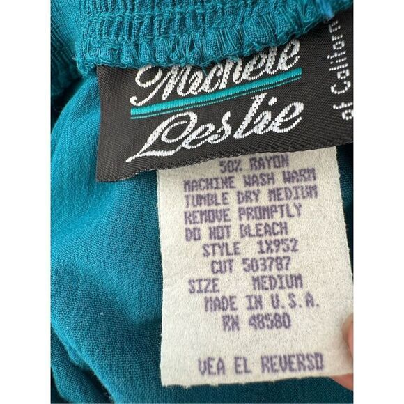 Michelle Leslie women’s vintage 90s set skirt button up emerald green gold butto - Picture 6 of 6